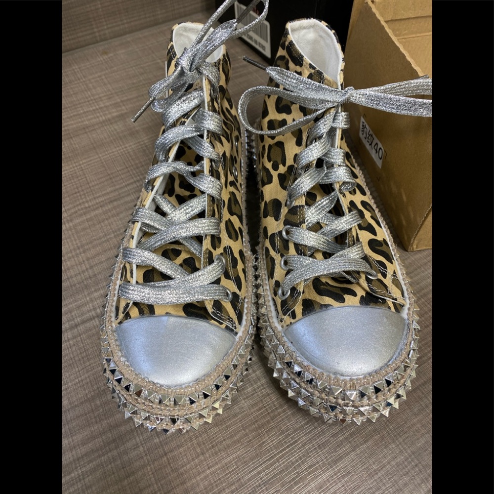 Leopard print hi tops
